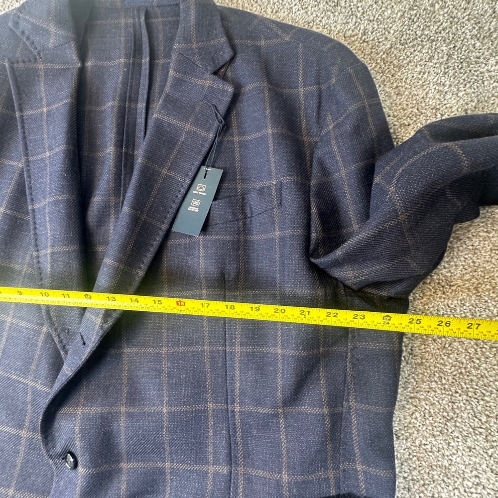 Stafford Blazer Mens 52R Navy Windowpane Wool Seasonal Sport coat Business NWT - Picture 7 of 12